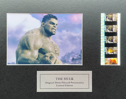 Hand crafted display featuring original 35mm film cells for THE HULK 2003 fans