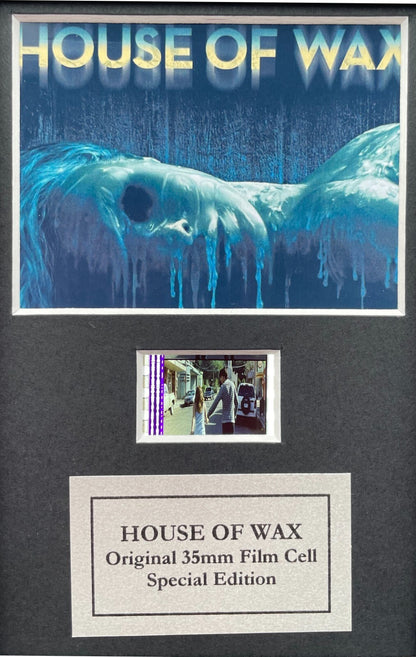 Handmade display featuring original Mini 35mm film cells for a HOUSE of WAX fan