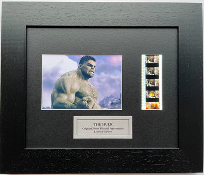 Hand crafted display featuring original 35mm film cells for THE HULK 2003 fans