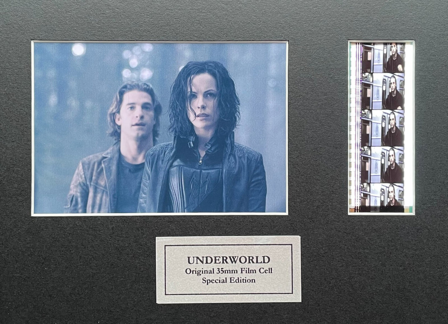 Handmade display featuring original 35mm film cells for UNDERWORLD of 2003 fans