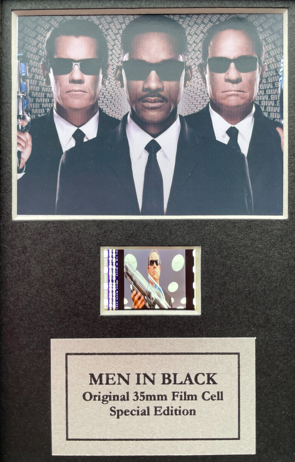 Handmade display featuring original Mini 35mm film cells for a Men In Black fan