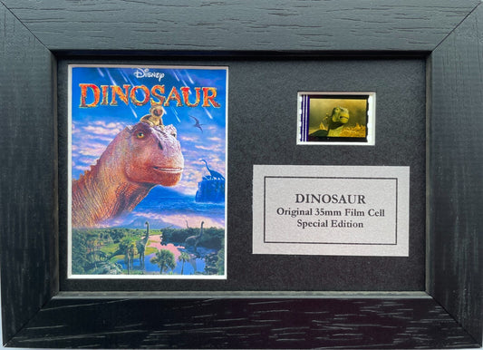 Hand crafted display featuring original Mini filmcell for a Dinosaur of 2000 fan