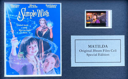 Hand crafted display featuring original 35mmfilm cells for a MATILDA fan