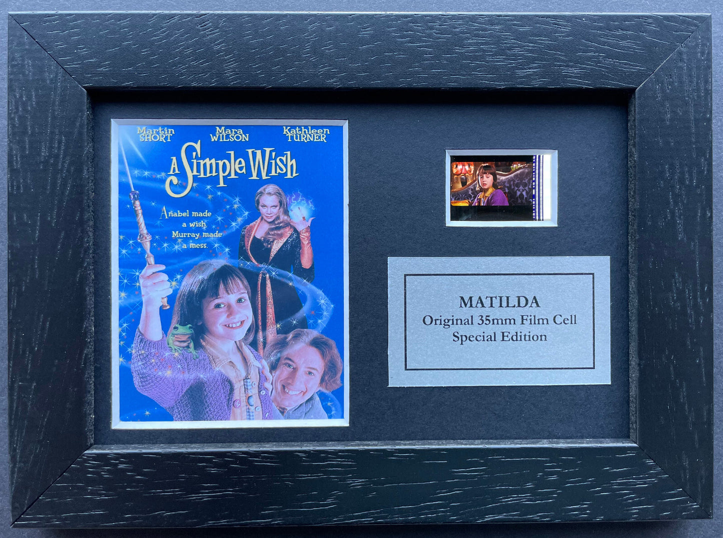 Hand crafted display featuring original 35mmfilm cells for a MATILDA fan