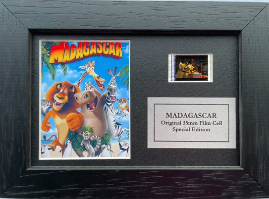 Hand crafted display featuring original Mini 35mm filmcells for a MADAGASCAR fan