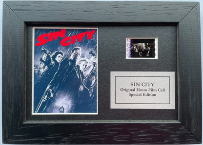 Handmade display featuring original Mini 35mm film cells for SIN CITY 2005 fans