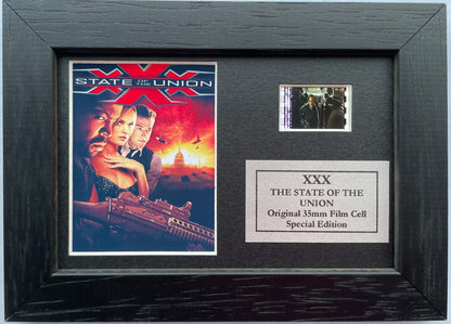 Hand crafted display featuring original Mini 35mm film cells for xXx movie fans