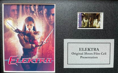 Hand crafted display featuring original 35mm film cells for an Elektra fan + COA