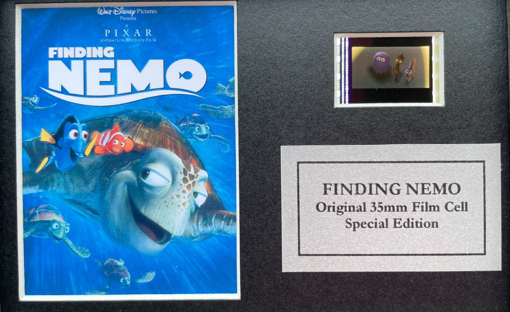 Hand crafted display featuring original 35mm film cells for a Finding Nemo fan