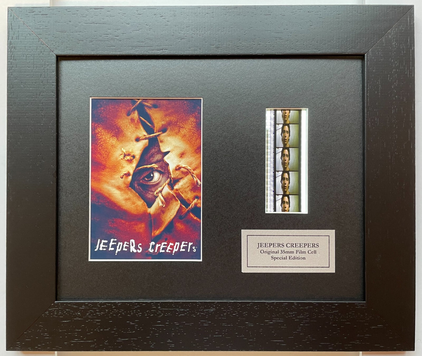 Hand crafted display featuring original 35mm filmcells for JEEPERS CREEPERS fans