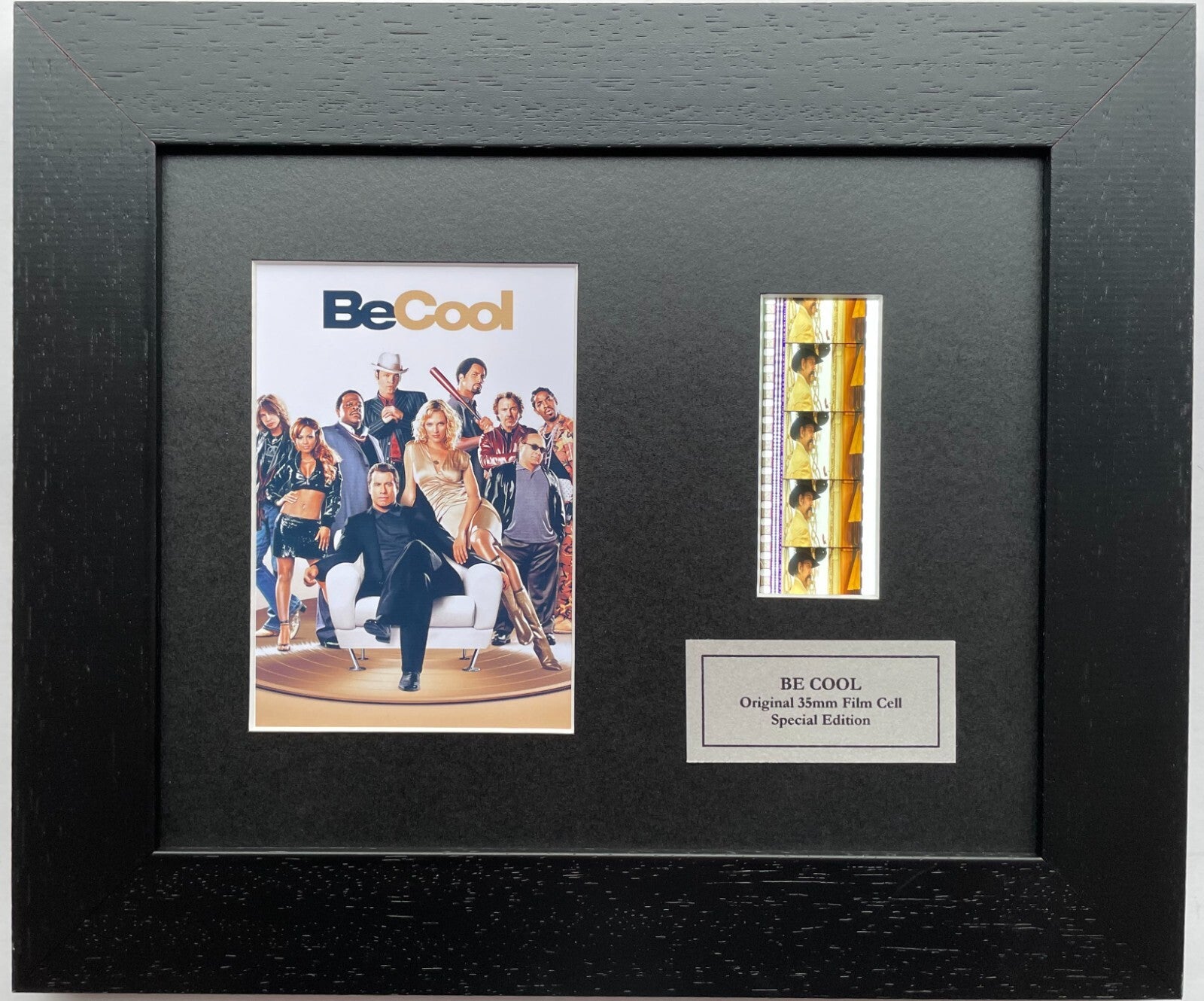 Hand crafted display featuring original 35mm film cells for a BE COOL 2005 fan