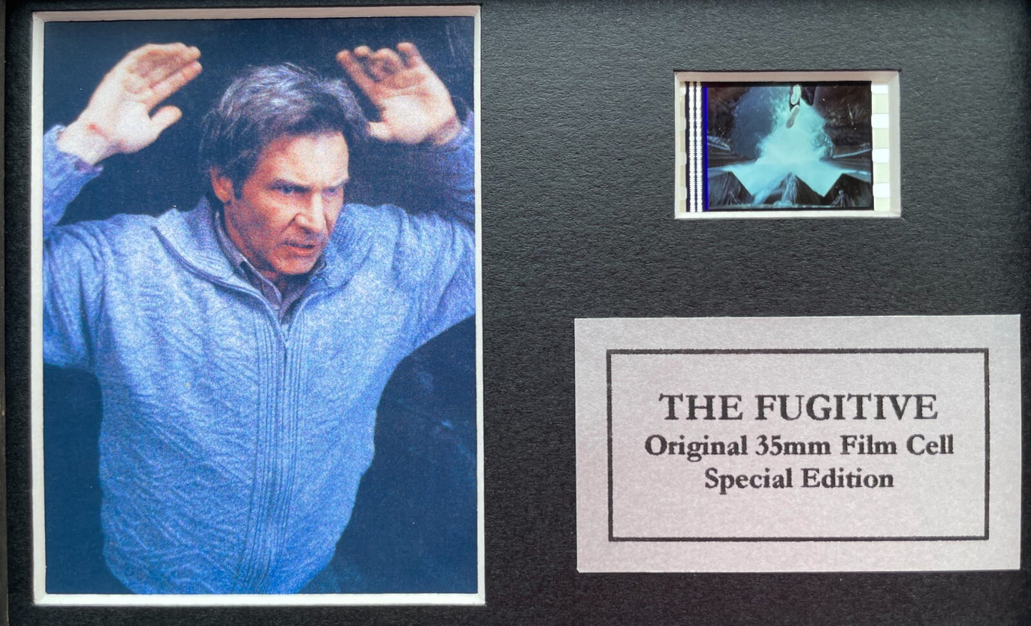 Handmade display featuring original Mini 35mm film cells for THE FUGITIVE fans