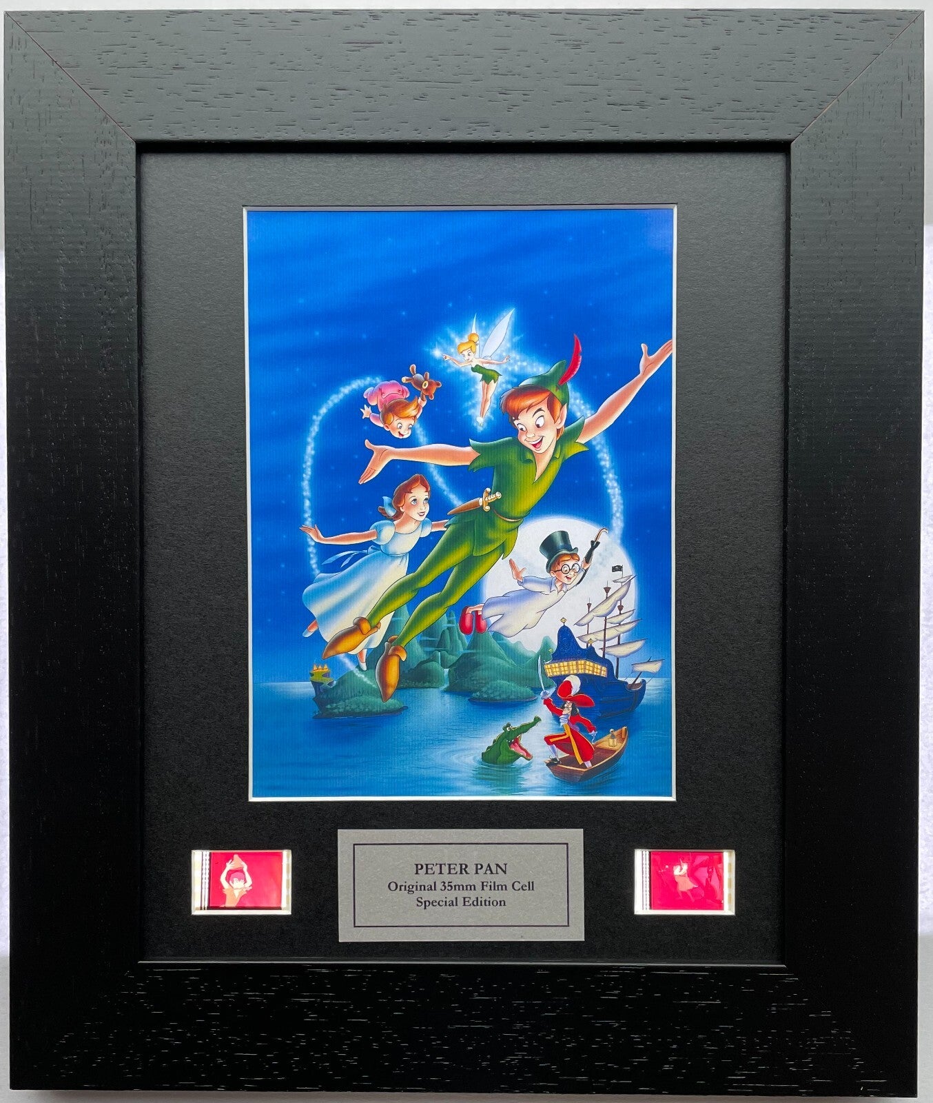 Hand crafted display featuring original 35mm filmcells for PETER PAN of 1953 fan