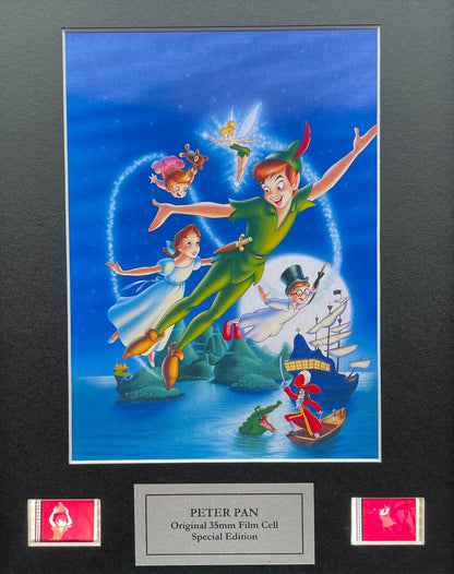 Hand crafted display featuring original 35mm filmcells for PETER PAN of 1953 fan