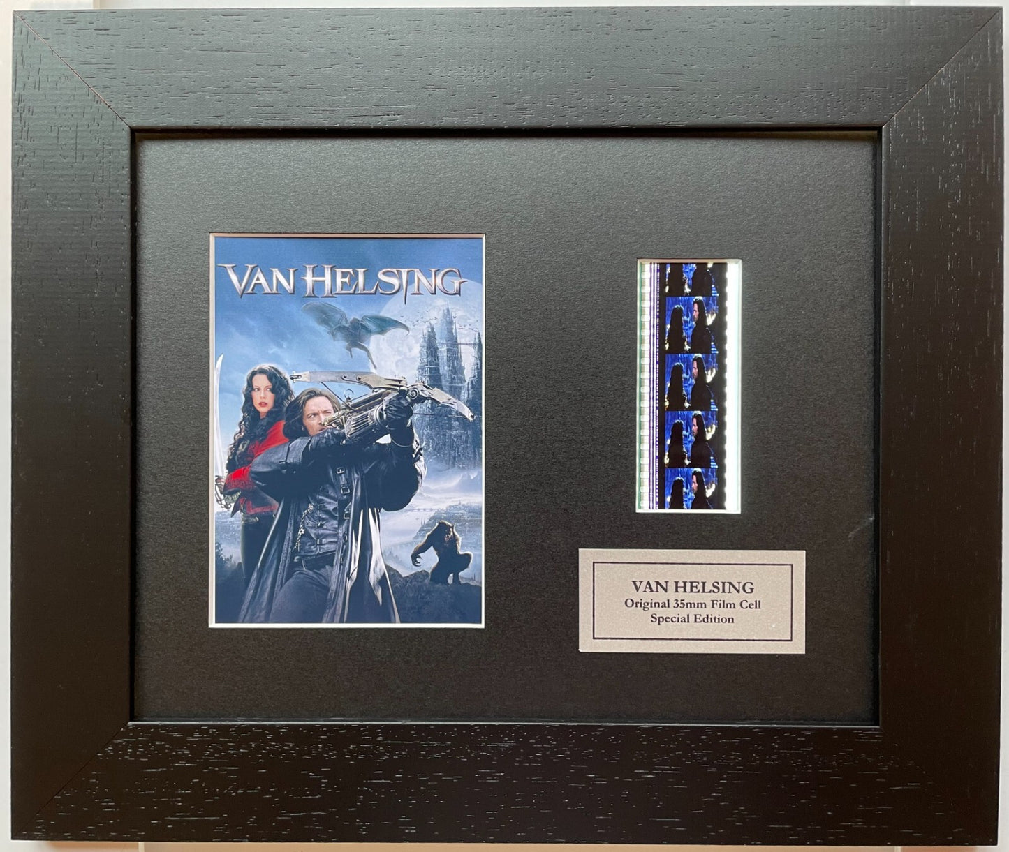 Hand crafted display featuring original 35mm film cells for VAN HELSING fans