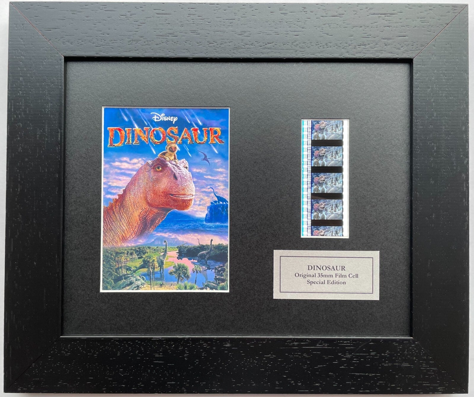 Hand crafted display featuring original 35mm film cells for a Dinosaur 2000 fan