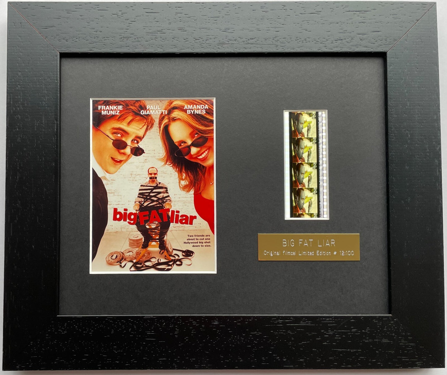 Handmade display featuring original film cells for a BIG FAT LIAR fan Last One!