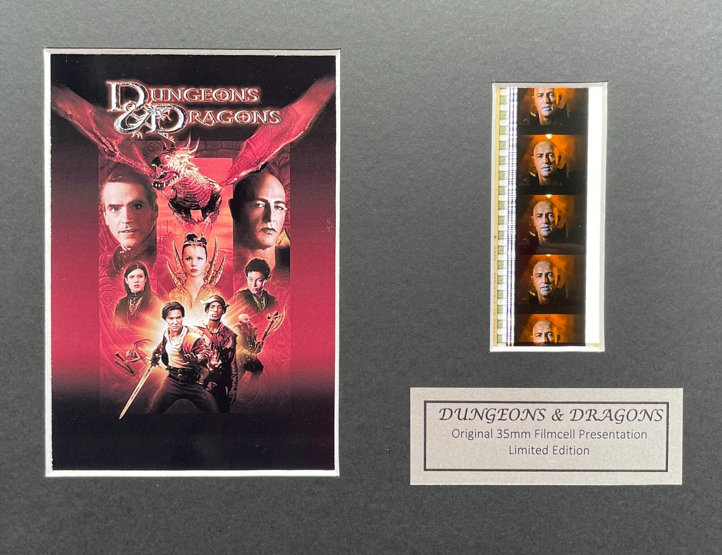 Handmade display featuring original filmcells for Dungeons & Dragons of 2000 fan