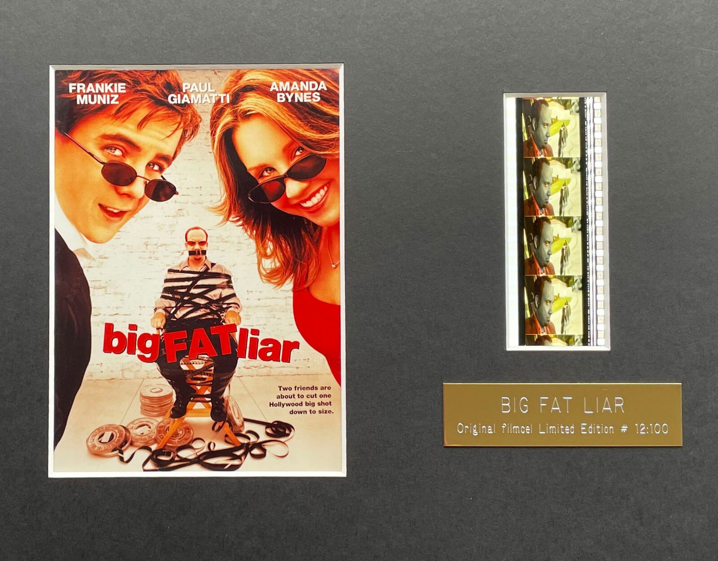 Handmade display featuring original film cells for a BIG FAT LIAR fan Last One!