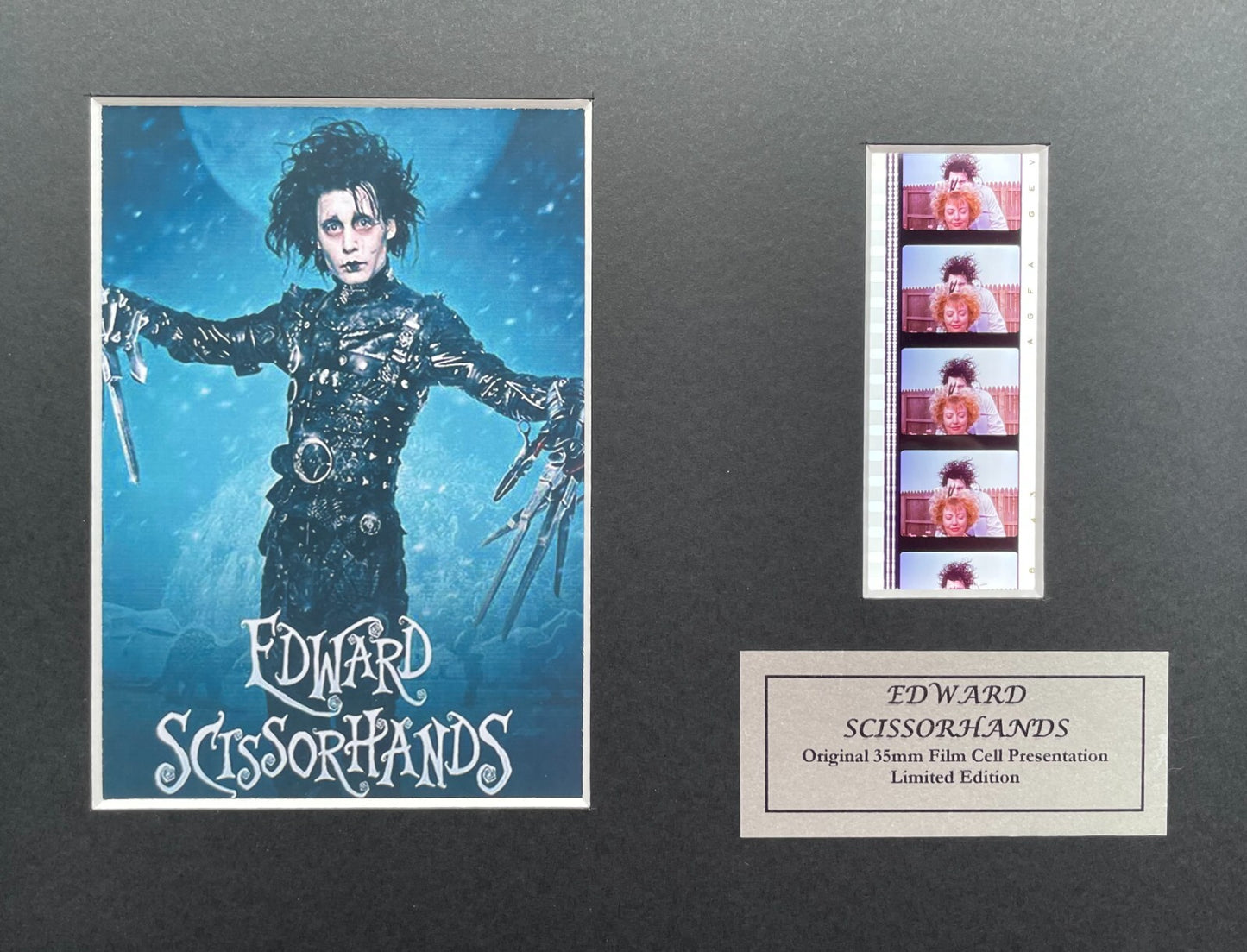 Hand crafted gift featuring original 35mm film cells for EDWARD SCISSORHANDS fans