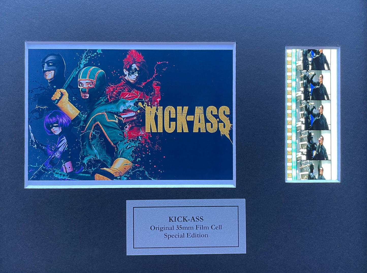 Hand crafted display featuring original 35mm film cells for KICK-ASS 2010 fan