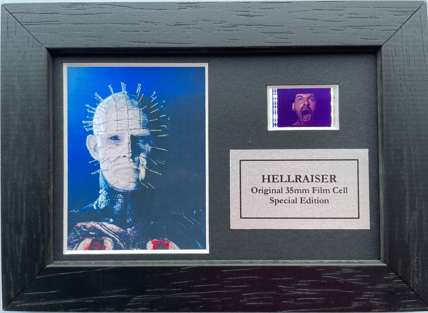Hand crafted display featuring original Mini 35mm film cell for a HELLRAISER fan