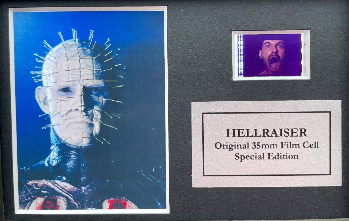 Hand crafted display featuring original Mini 35mm film cell for a HELLRAISER fan