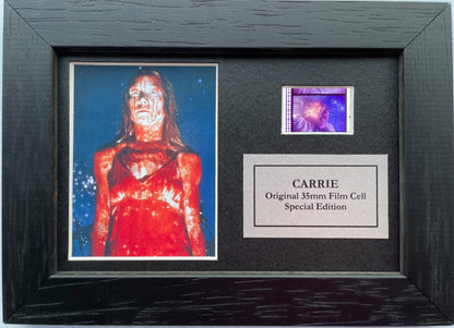 Hand crafted display featuring original Mini film cells for a CARRIE of 1976 fan