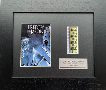 Handmade display featuring original 35mm film cells for a Freddie vs Jason fan