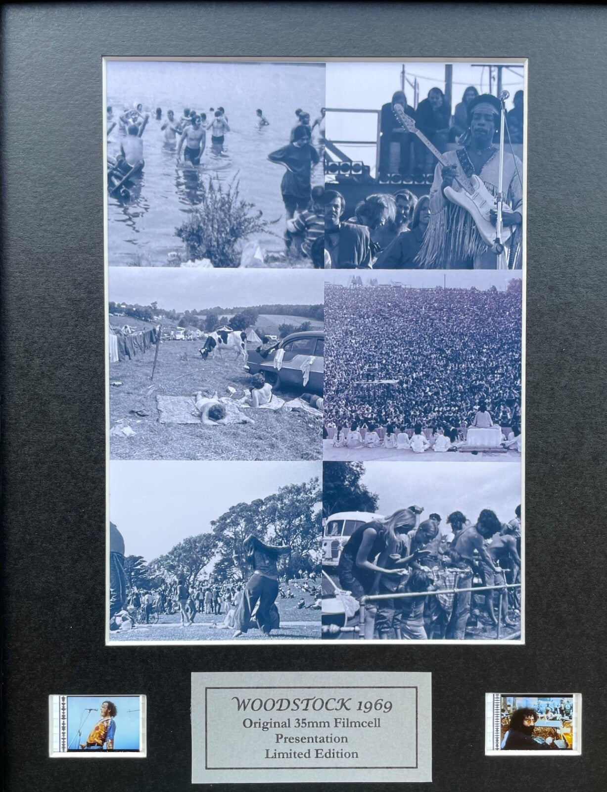 Hand Crafted with original 35mm film cells for WOODSTOCK 1969 fans + COA