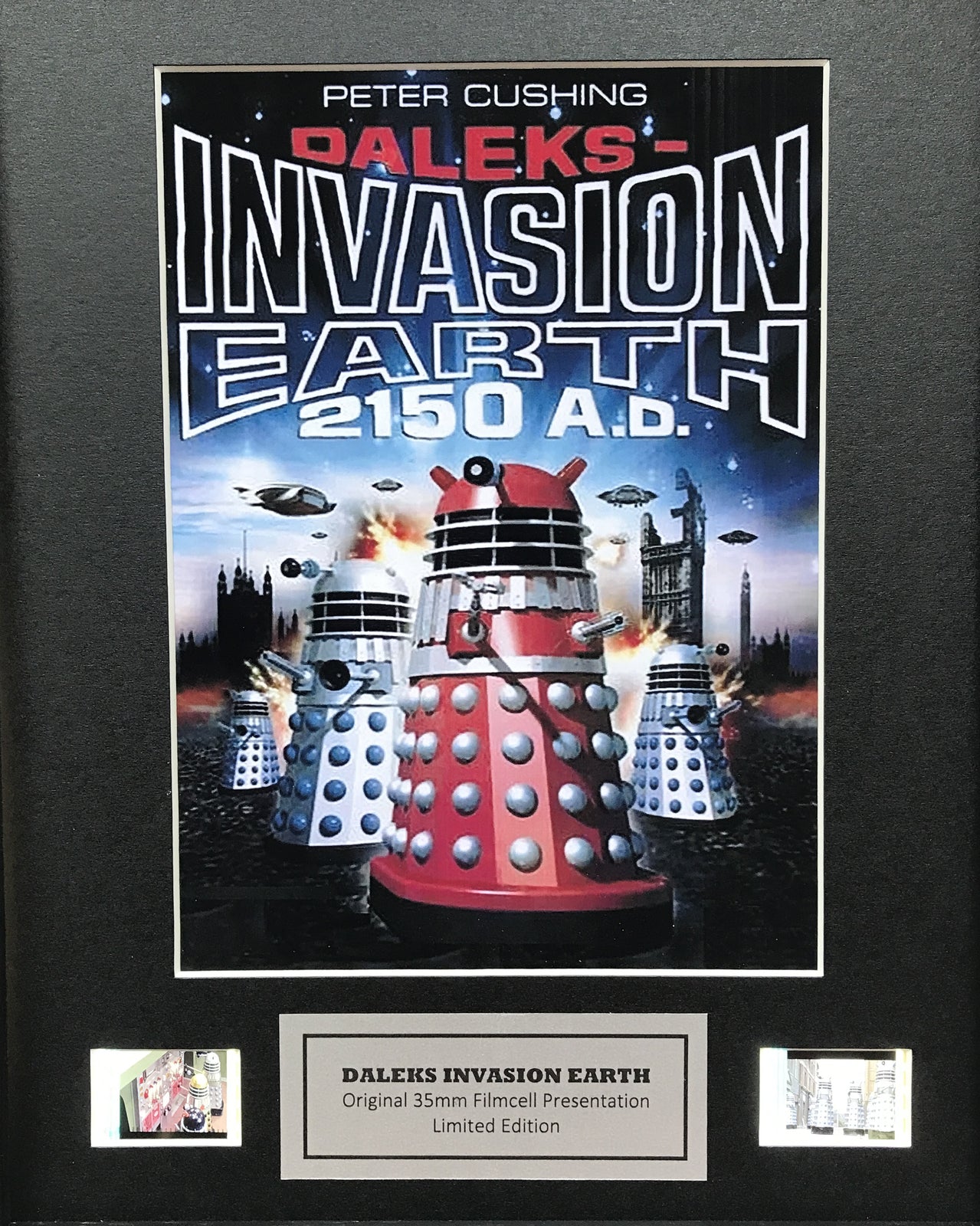 Hand crafted display featuring original film cells for DALEKS INVASION EARTH fans