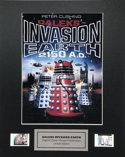 Hand crafted display featuring original film cells for DALEKS INVASION EARTH fans