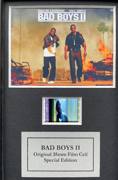 Hand crafted display featuring original Mini 35mm film cell for Bad Boys II fans