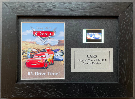 Hand crafted display featuring original Mini film cells for a Cars Movie fan