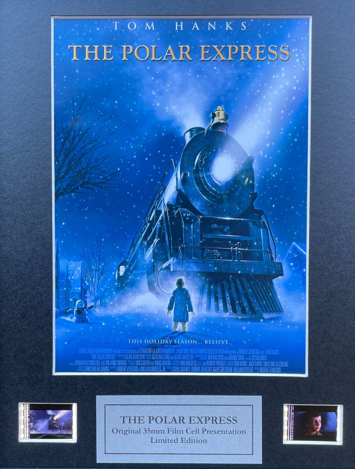 Hand crafted display featuring original film cells for a  POLAR EXPRESS fan
