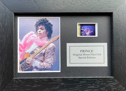Hand crafted display featuring original Mini 35mm film cells for a PRINCE fan