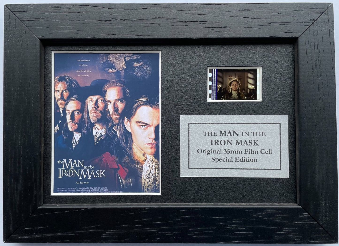 Handmade display featuring original Mini filmcells for MAN in The IRON MASK fans