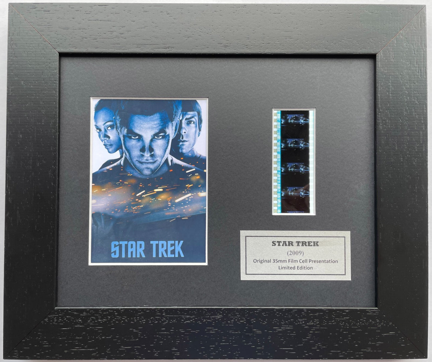 Hand crafted display featuring original 35mm film cells for Star Trek 2009 fans
