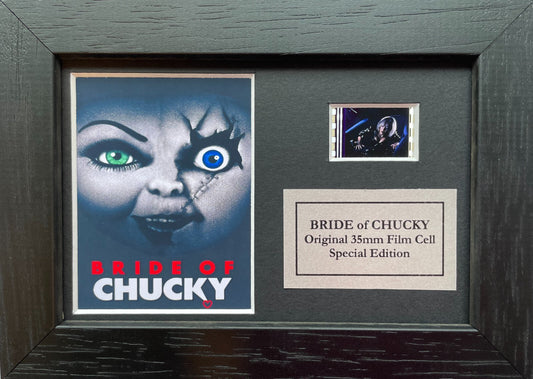 Handmade display featuring original Mini 35mm film cells for BRIDE OF CHUCKY fan