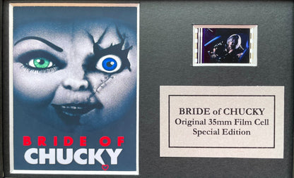 Handmade display featuring original Mini 35mm film cells for BRIDE OF CHUCKY fan