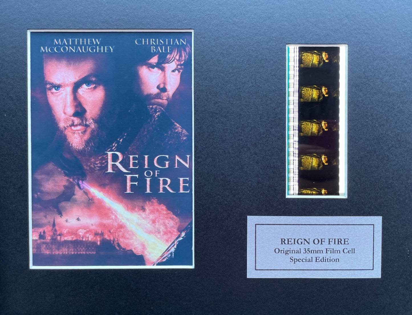 Hand crafted display featuring original 35mm filmcells for Reign of Fire fans v1