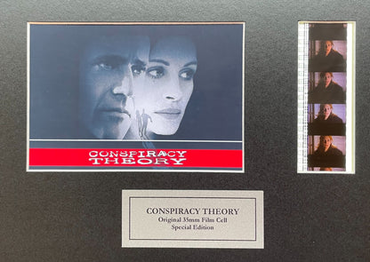 Handmade display featuring original 35mm film cells for a Conspiracy Theory fan