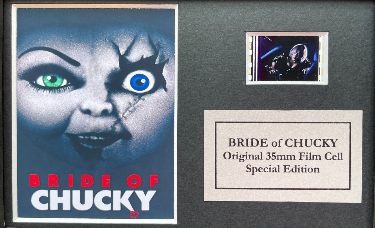 Handmade display featuring original Mini 35mm film cells for BRIDE OF CHUCKY fan