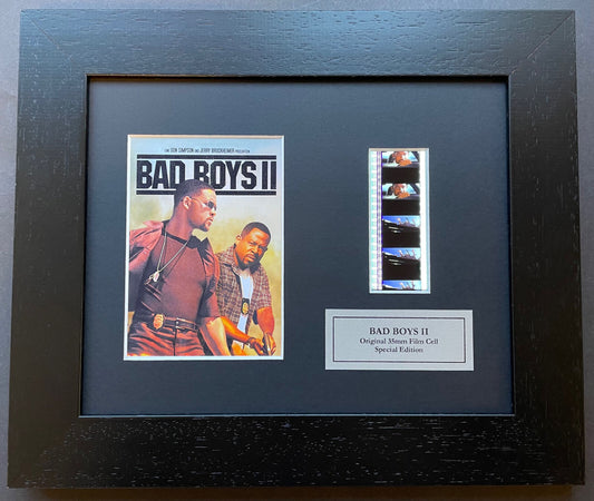 Hand crafted display featuring original 35mm film cells for Bad Boys II fans