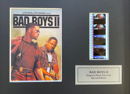 Hand crafted display featuring original 35mm film cells for Bad Boys II fans