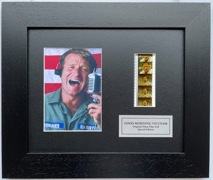 Hand crafted display featuring original film cells for GOOD MORNING VIETNAM fans