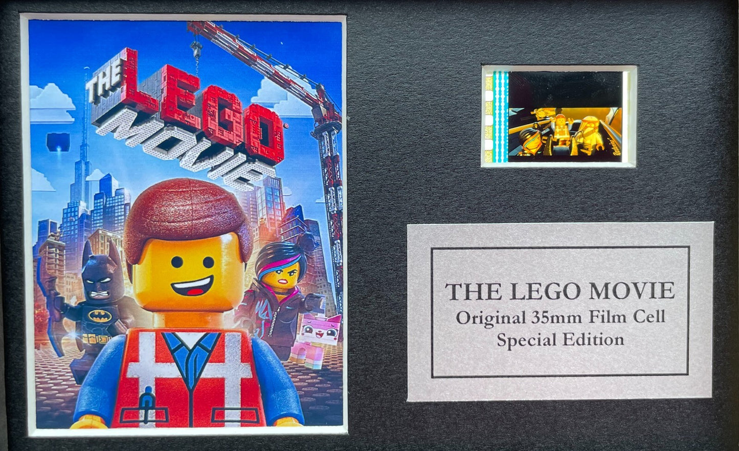 Hand crafted display featuring original Mini film cells for THE LEGO MOVIE fans