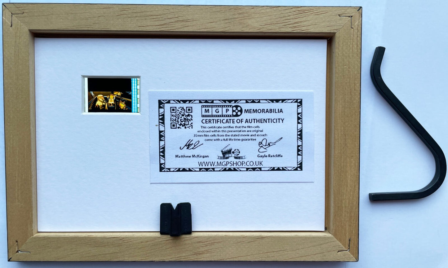 Hand crafted display featuring original Mini film cells for THE LEGO MOVIE fans