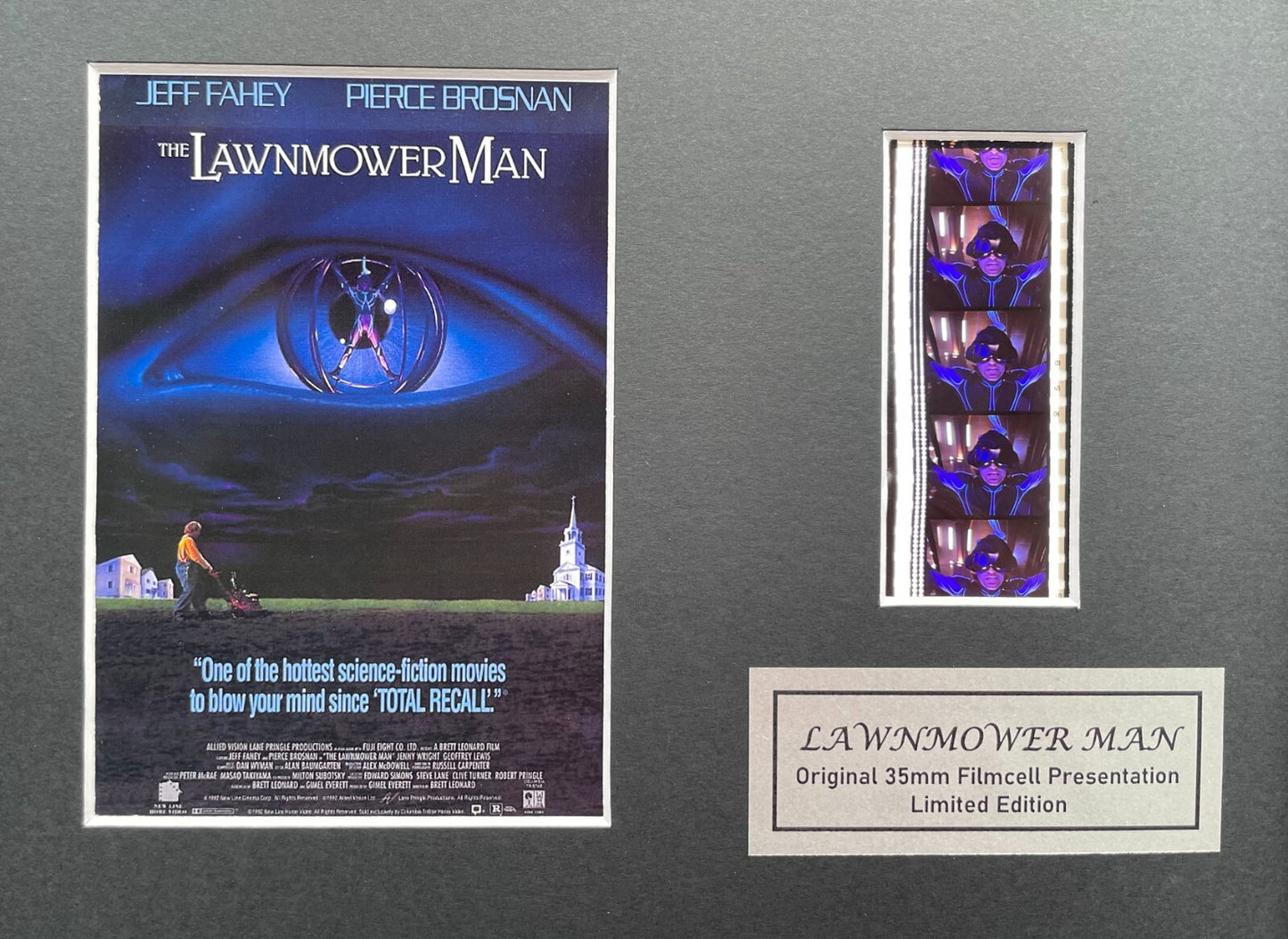 Handmade display featuring original 35mm film cells for THE LAWNMOWER MAN fans