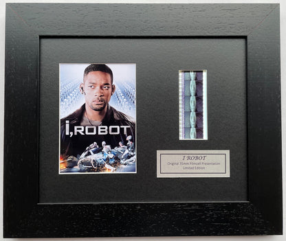 Hand crafted display featuring original 35mm film cells for I, Robot fans + COA